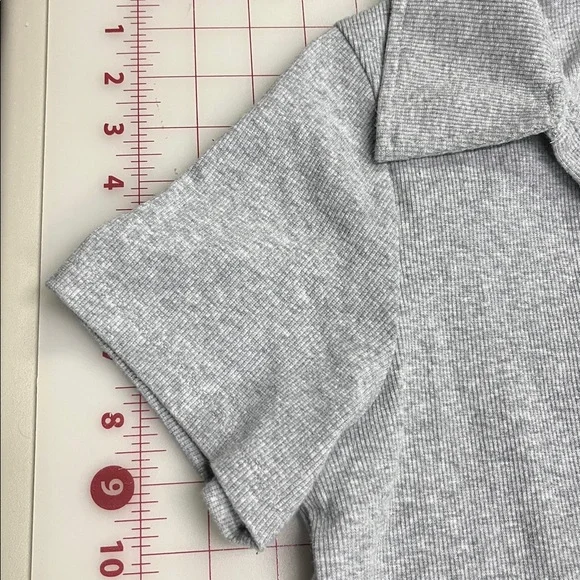 HELLO KITTY by Sanrio Polo Johnny Collar Stretch Rib Knit Grey Short SL Dress XL - Picture 8 of 16